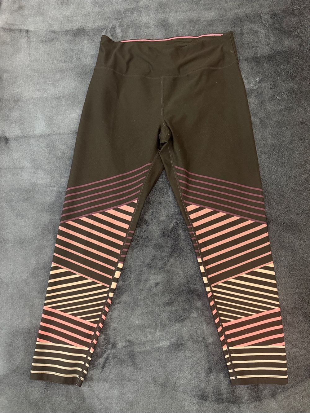 Calvin Klein Performance Black Leggings with Pink and Beige Striped Panels